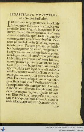 Sebastianus Munsterus ad lectorem studiosum.
