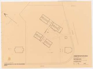 Gartenanlage Arbeiterwohnheim, Union Rheinische Braunkohlen Kraftstoff AG, Wesseling: Lageplan des Arbeiterwohnheims 1:250