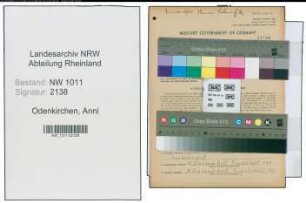 Entnazifizierung Anni Odenkirchen , geb. 17.02.1912 (Damenschneiderin)