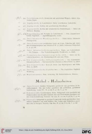 Möbel- Holzarbeiten (Nr. 327-344)