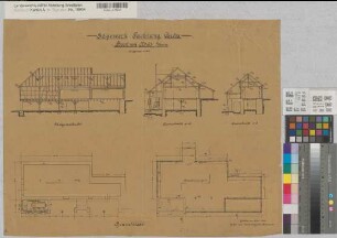 Beckum (Balve) Pachtung Cordes Sägewerk Schnitte, Grundriß 1911 1 : 100 49 x 62 Zeichnung Landsberg-Velensches Bauamt Landsberg-Velen
