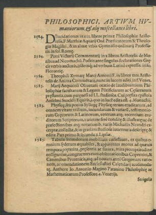 Philosophici, Artium Humaniorum, & alii miscellanei libri.