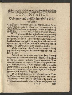 Continuation Ordnung und außtheilung dises dritten Theils.