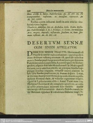 Desertum Sennae Olim Sinedi Appellatum