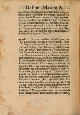 De pontificis maximi consiliique generalis auctoritate : ad Basileensium oratorem responsio