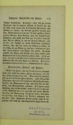 Polydeukes (Pollux) und Kastor