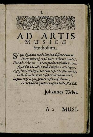 Ad Artis Musicæ Studiosum.