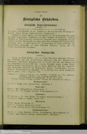 II. Behördenverzeichnis : II. Königliche Behörden