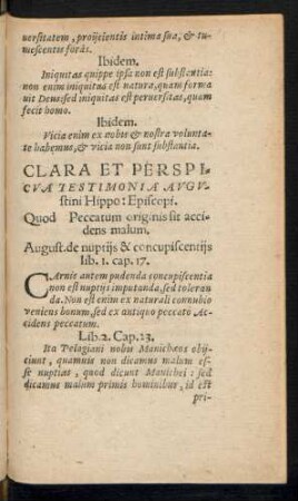 Clara Et Perspicua Testimonia Augustini Hipp. Episcopi. Quod Peccatum originis sit accidens malum.