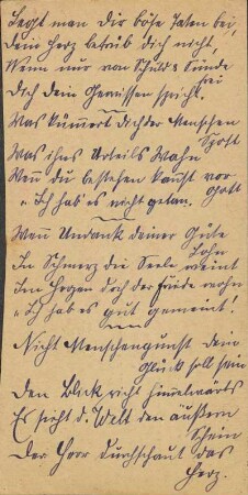Einlage: handschriftliches Gedicht