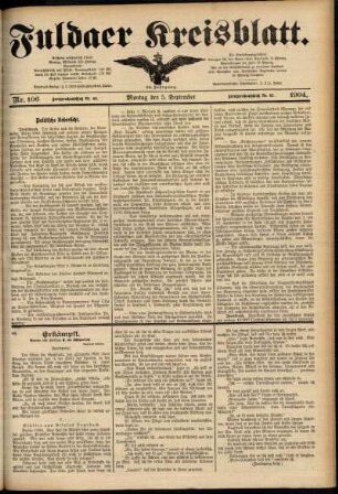 Ausgabe vom Montag, den 05. September 1904.