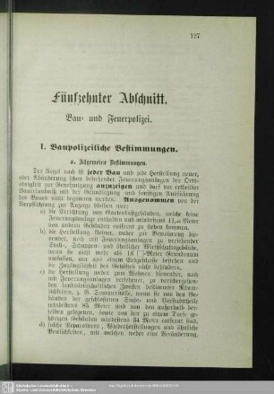 Fünfzehnter Abschnitt. Bau- und Feuerpolizei