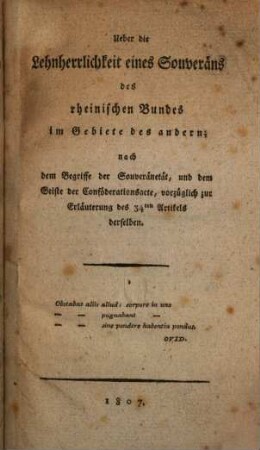 Über die Lehenherrlichkeit des rheinischen Bundes im Gebiete des andern