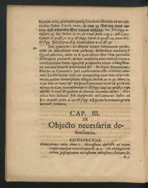 Cap. III. De Obiecto necessariae defensionis.