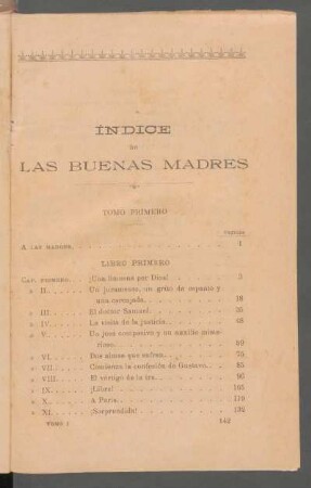 Índice de "Las buenas madres" : Tomo primero