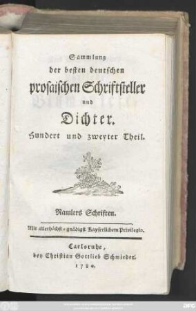 Theil 1 = Buch 1/5: Karl Wilhelm Ramlers Lyrische Blumenlese