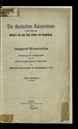 Die deutschen Kaiserinnen in der Zeit von Konrad I. bis zum Tode Lothars von Supplinburg