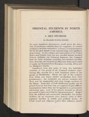Oriental students in north America. I. Men students