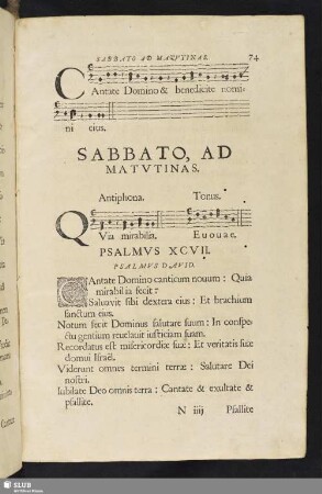 Sabbato, Ad Matutinas.