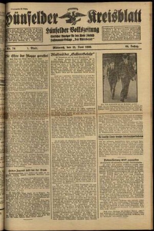 Erste Ausgabe vom Mittwoch, den 21. Juni 1939.