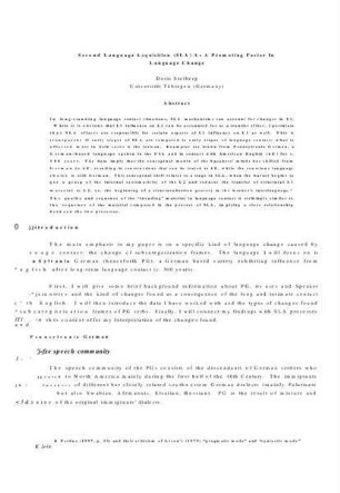 Second Language Acquisition (SLA) as a Promoting Factor in Language Change