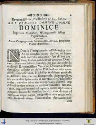 Reverendissime ... S. R. I. Praelate Domine Domine Dominice...