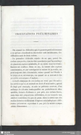 Observations préliminaires