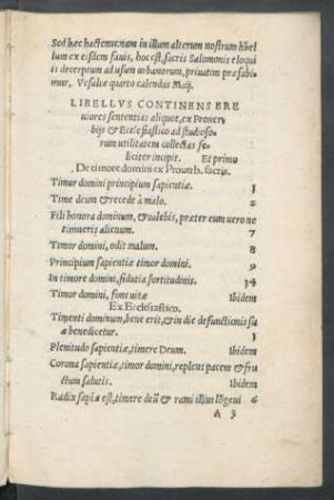 Libellus Continens Breviores sententias aliquot, ex Proverbiis et Ecclesiastico ad studiosorum utilitatem collectas feliciter incipit.