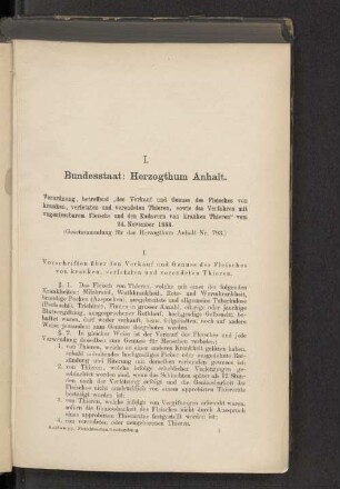 I. Bundesstaat: Herzogthum Anhalt.