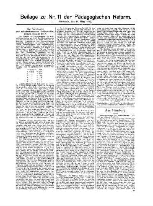 Die Berufswahl der schulentlassenen Volksschülerinnen Oster 1917 : Beilage zu Nr. 11 der Pädagogischen Reform