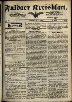 Erste Ausgabe vom Donnerstag, den 17. März 1910.