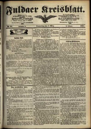 Erste Ausgabe vom Donnerstag, den 17. März 1910.
