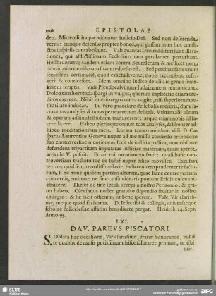 LXI. Dav. Pareus. Piscatori