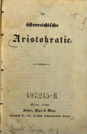 Die österreichische Aristokratie