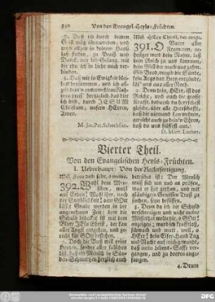 Vierter Theil. Von den Evangelischen Heyls-Früchten.