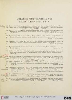 Gobelins und Teppiche aus Rheinischem Besitz u.a. (Nr. 227-241)