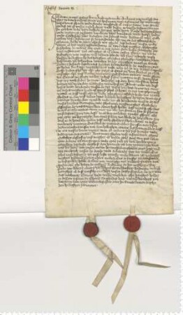 Testament des Lüneburger Bürgers Klaus van Weningh und seiner Hausfrau Grete, beglaubigt durch die Ratsmannen Alberd Elvers und Alberd Semmelbecker