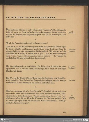 IX. Mit dem Dolch geschrieben