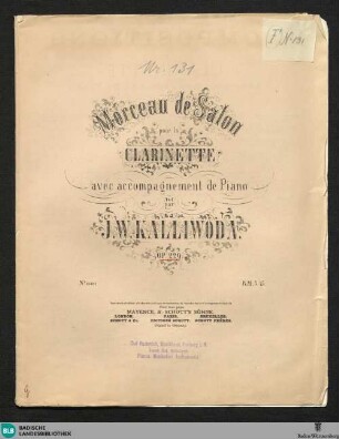 Morceau de salon pour la clarinette avec accompagnement de piano : op. 229