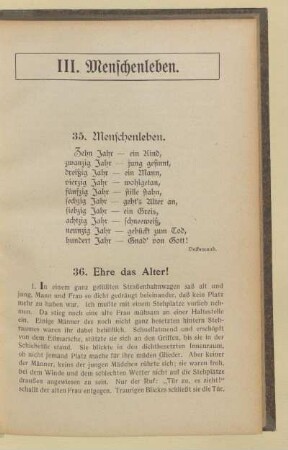 III. Menschenleben