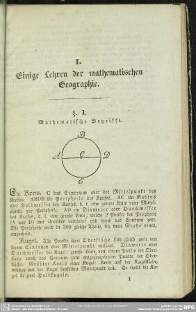 I. Einige Lehren der mathematischen Geographie