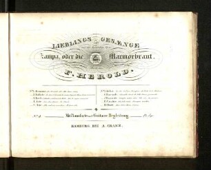 No. 3: Lieblings-Gesaenge aus der komischen Oper Zampa oder die Marmorbraut