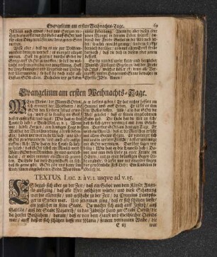 Evangelium am ersten Weihnachts-Tage.