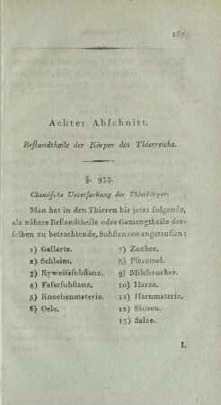 Bestandtheile der Körper des Thierreichs.