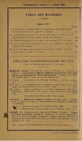 Table des matières. Juin 1890.