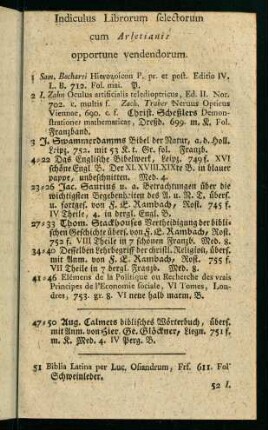 Indiculus Librorum selectorum cum Arletianis opportune vendendorum.