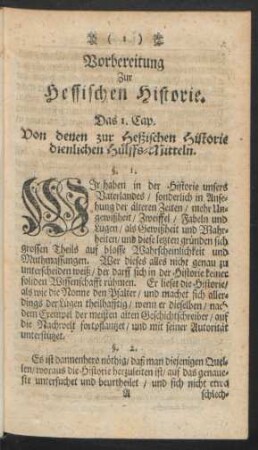 Vorbereitung zur Hessischen Historie