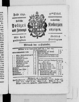 37tes Stück., Ausgabe vom 12. September 1792