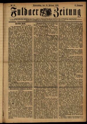 Ausgabe vom Donnerstag, den 18. Februar 1892.