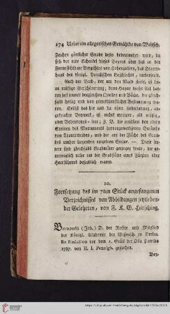 10. Fortsetzung des im 7ten Stück angefangenen Verzeichnisses von Abbildungen jetztlebender Gelehrten, von F. K. G. Hirsching